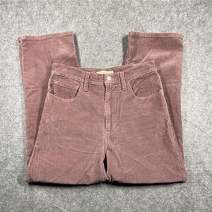 Levis Ribcage Straight Ankle Pants Womens 30 Pink Corduroy High Rise Stretch 70s